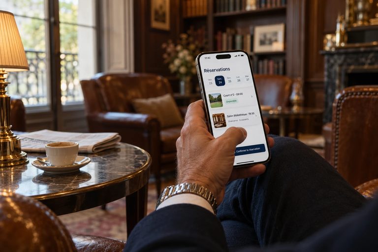 Booking a court from a club's app